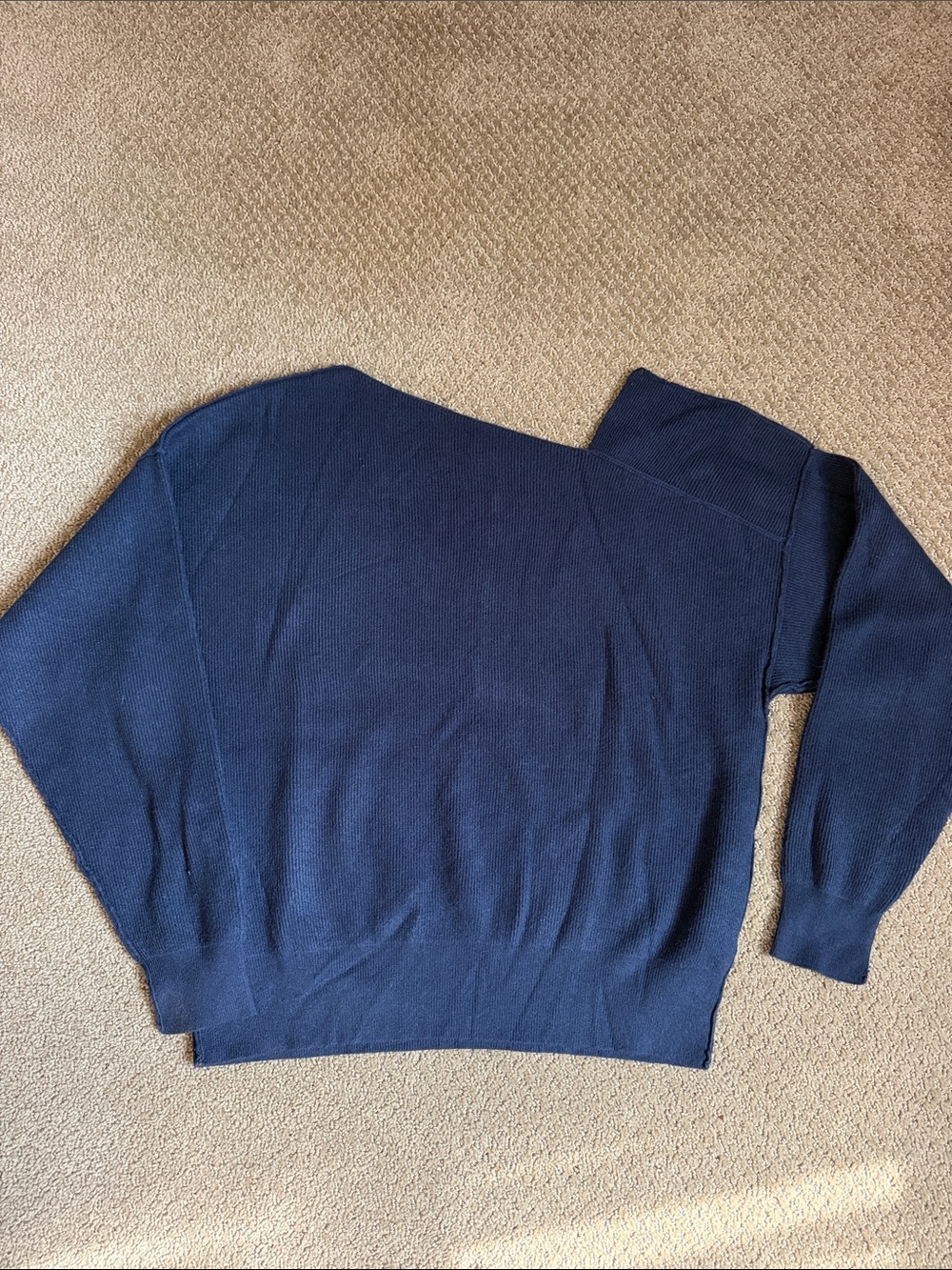 Line and Dot Navy Asymmetric Sweater